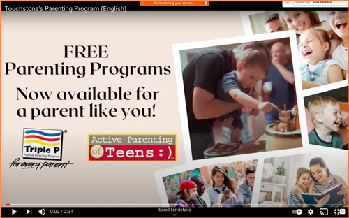 Touchstone's Parenting Program (English) youtube Video 